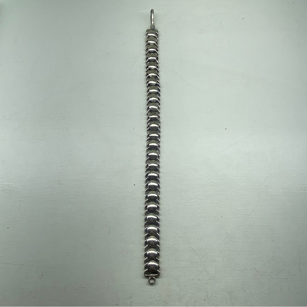 Sterling Silver Round Flat Button Chain Bali Indonesia Bracelet
